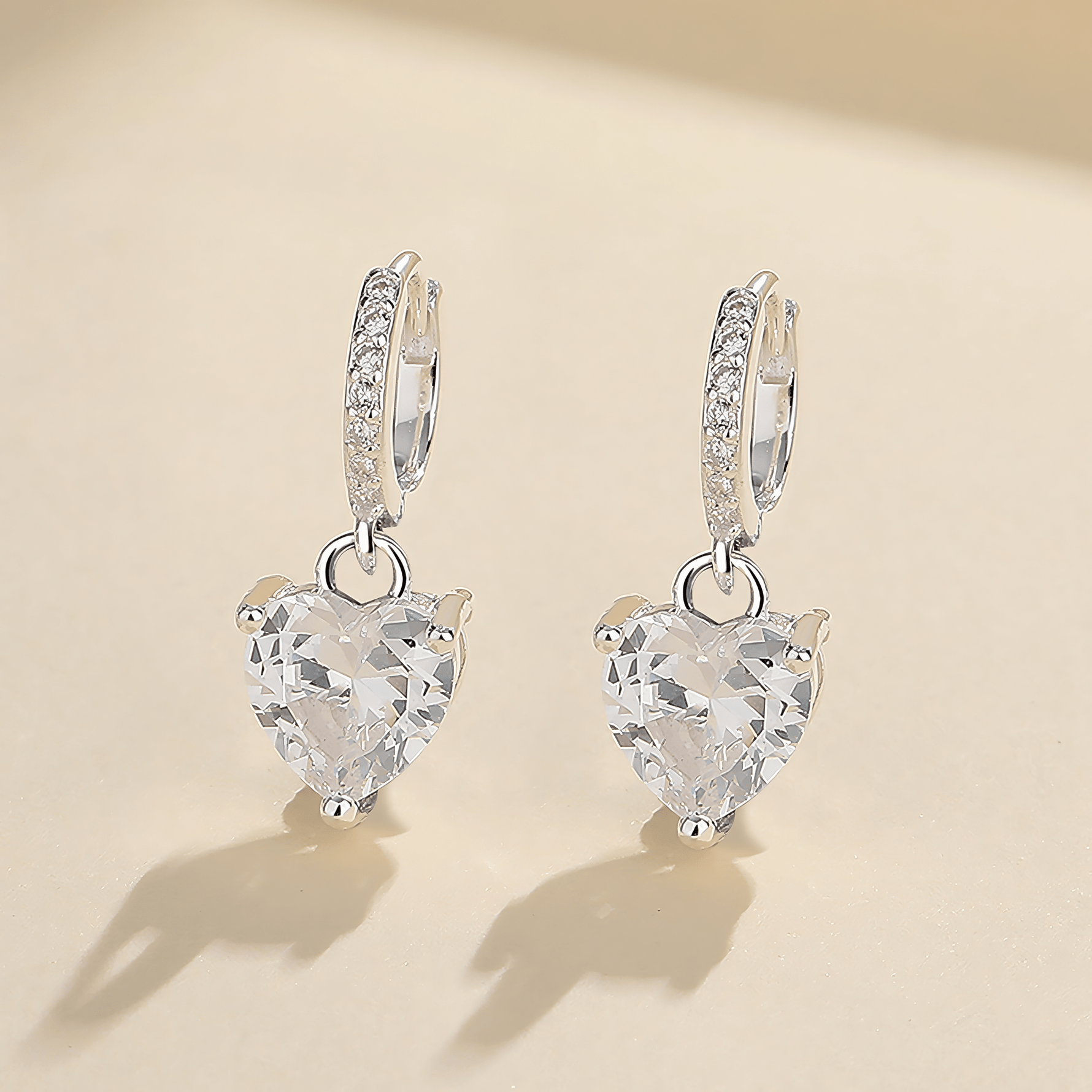White Heart Drop Earrings – 925 Silver - NAFALUXE
