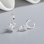 White Heart Drop Earrings – 925 Silver - NAFALUXE
