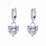 White Heart Drop Earrings – 925 Silver - NAFALUXE