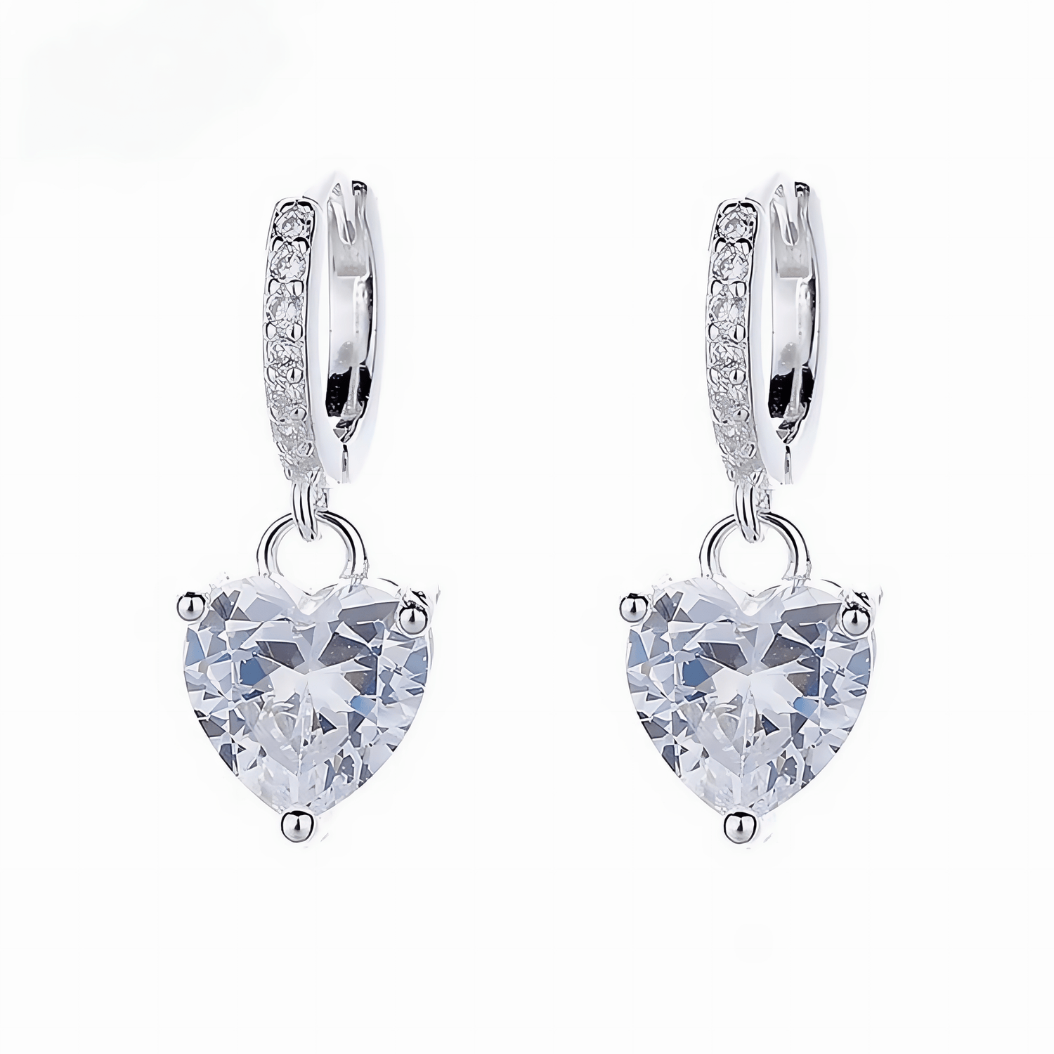 White Heart Drop Earrings – 925 Silver - NAFALUXE